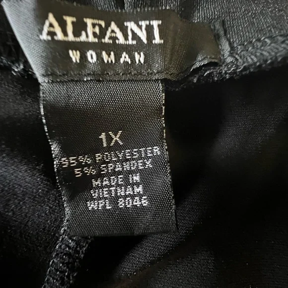 ALFANI WOMAN’S DEEP BLACK SIZE 1X WIDE LEG COMFORT ELASTIC WAIST PULL-ON PANTS - Picture 4 of 11